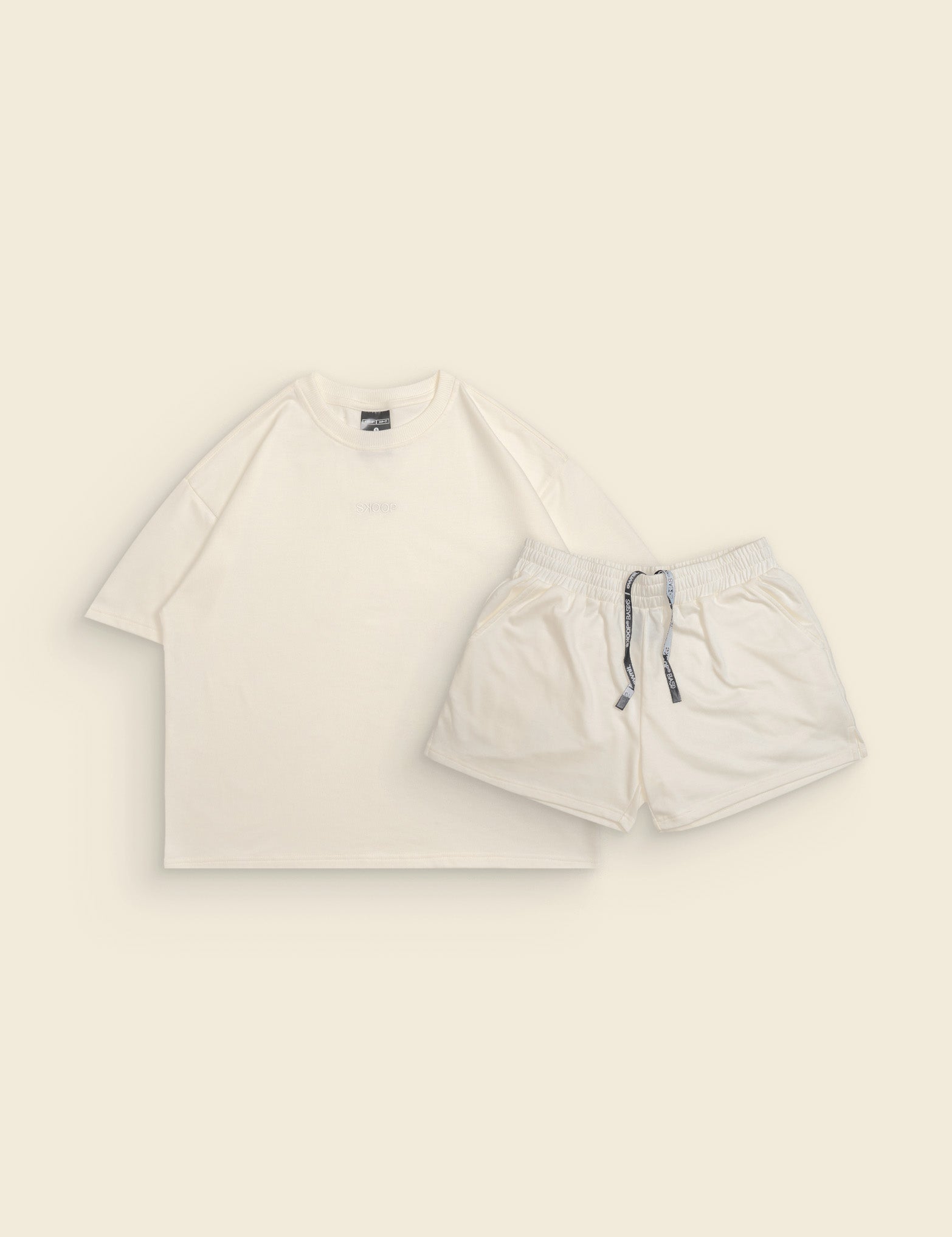 BASIKS Cropped Shirt & Sweat Shorts Antique Set