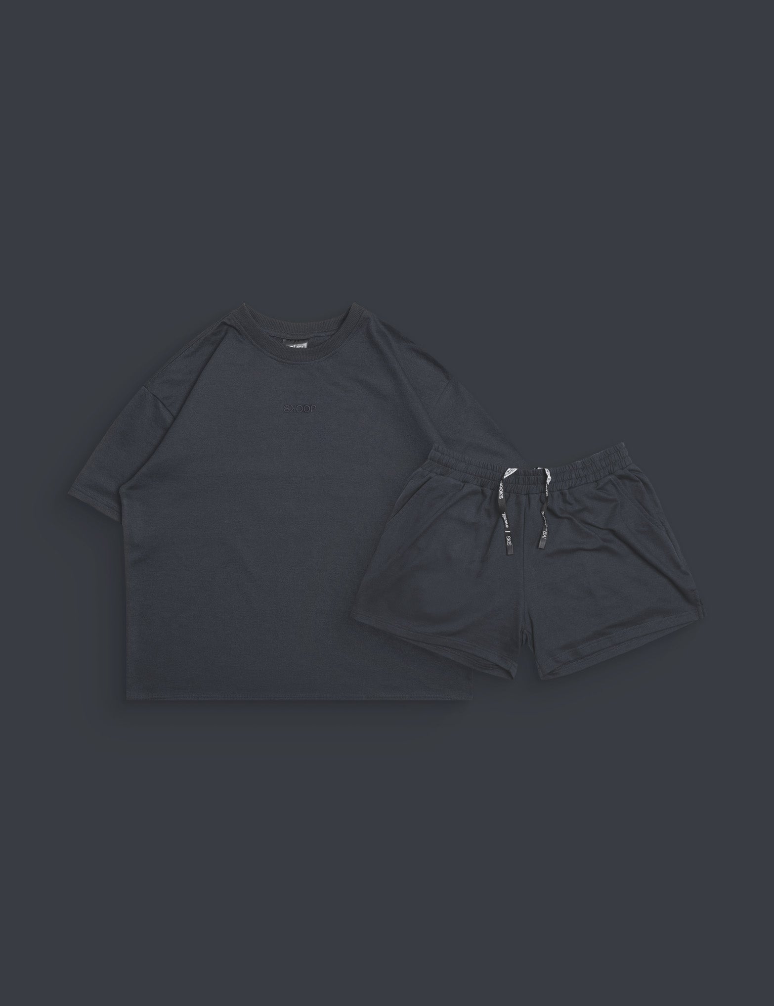 BASIKS Cropped Shirt & Sweat Shorts Ghost Town Set