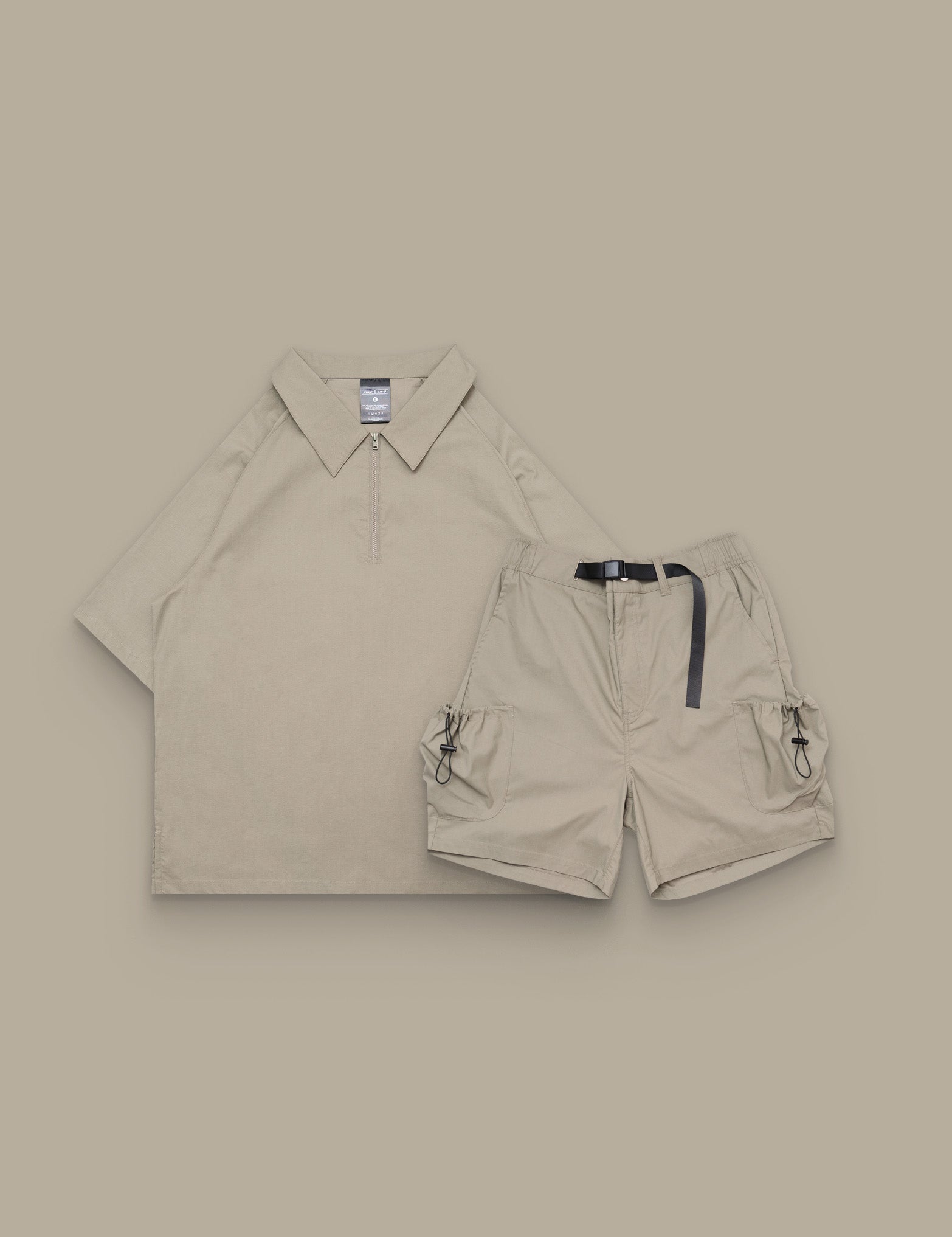 BASIKS Half Zip Top and Cargo Shorts Mirage Set