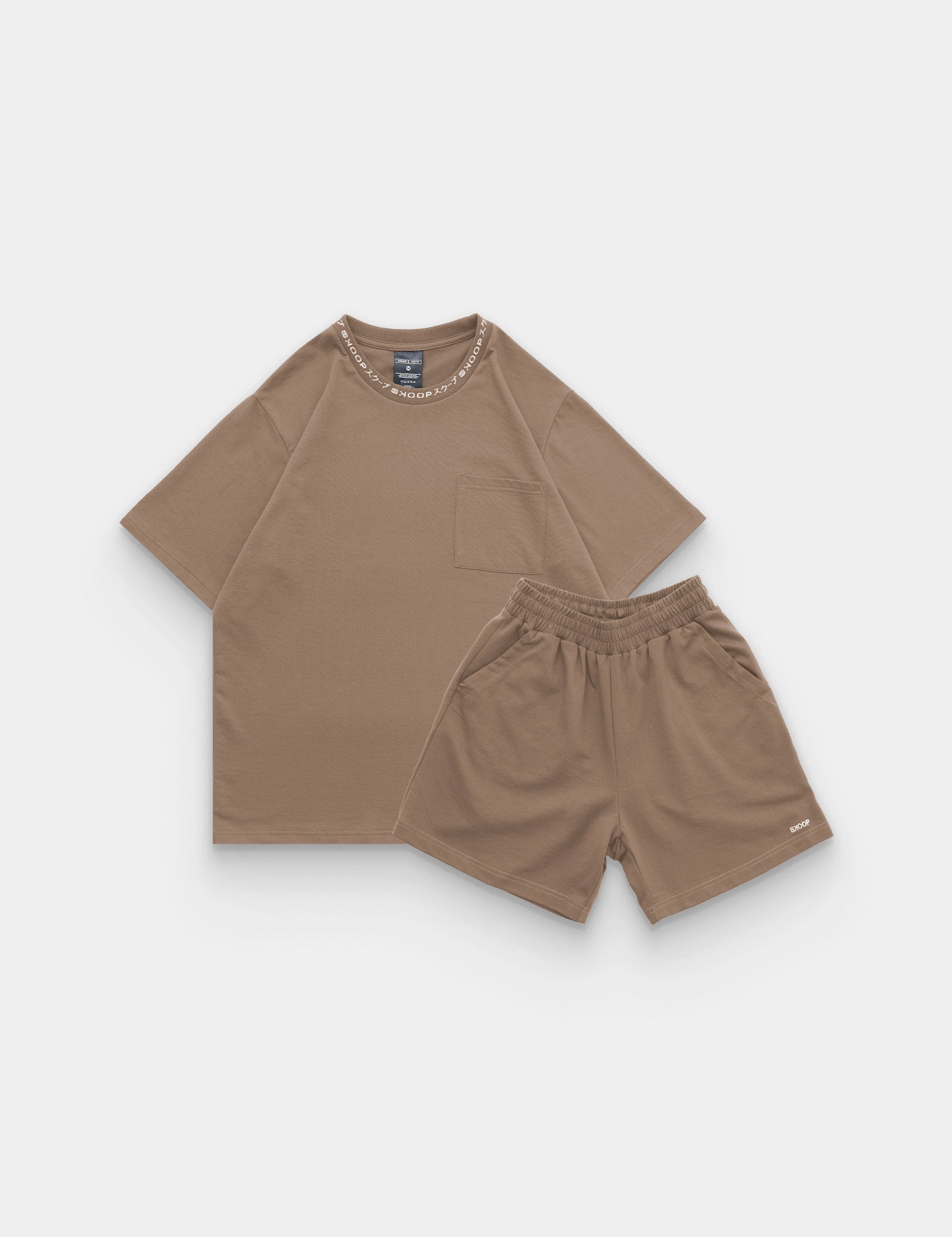 BASIKS Box Tee & Shorts Taupe Set
