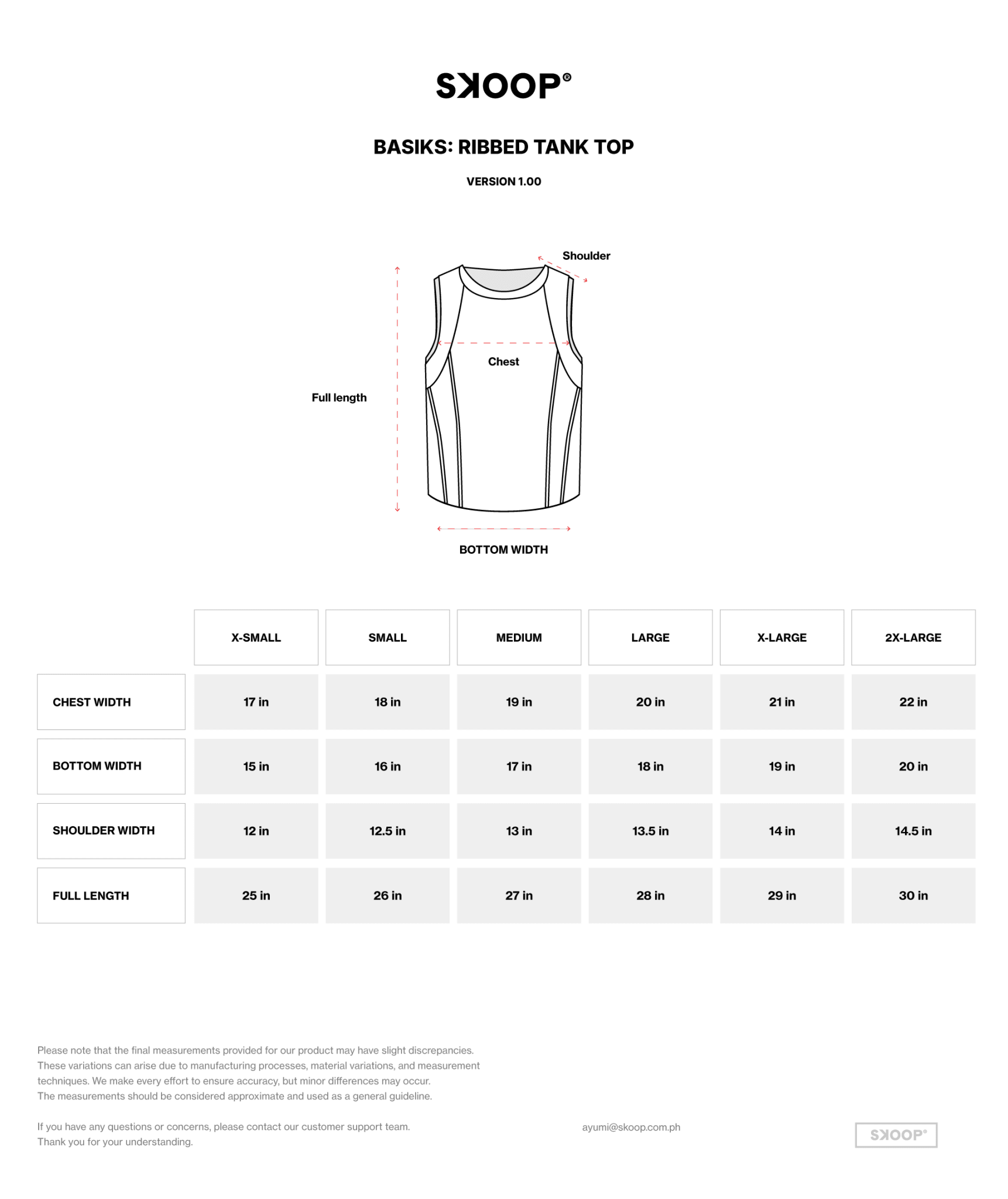 SKOOP® Basiks Ribbed Tank Top Acid Bone - SKOOP