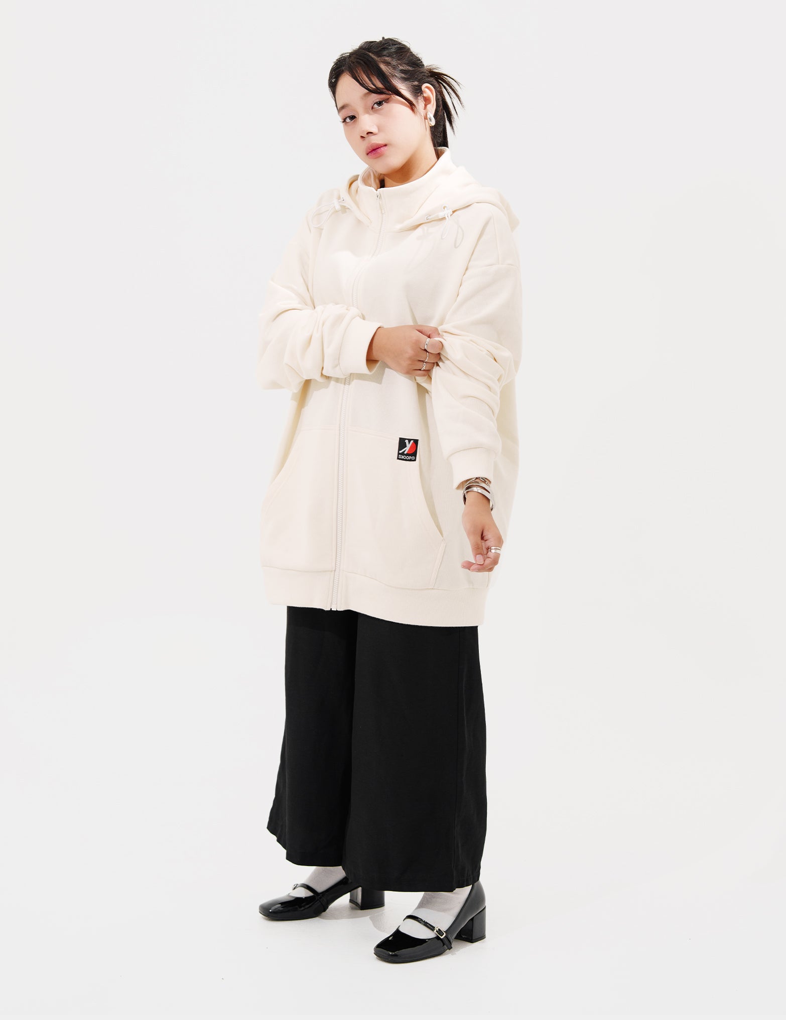 SKOOP® Basiks Oversized Zip Up Hoodie Bone White - SKOOP