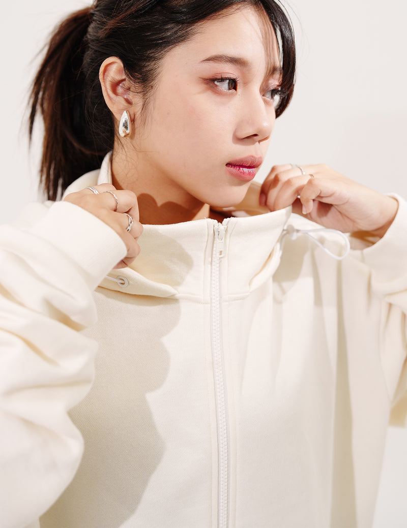 SKOOP® Basiks Oversized Zip Up Hoodie Bone White - SKOOP