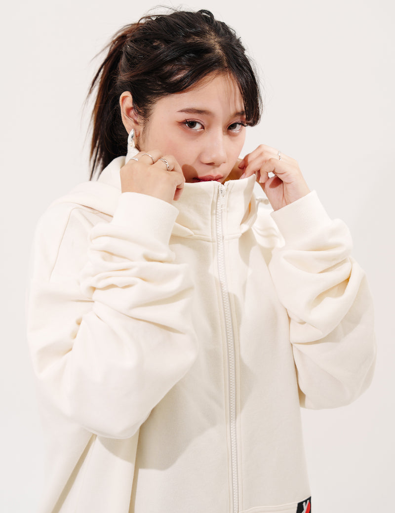 SKOOP® Basiks Oversized Zip Up Hoodie Bone White - SKOOP