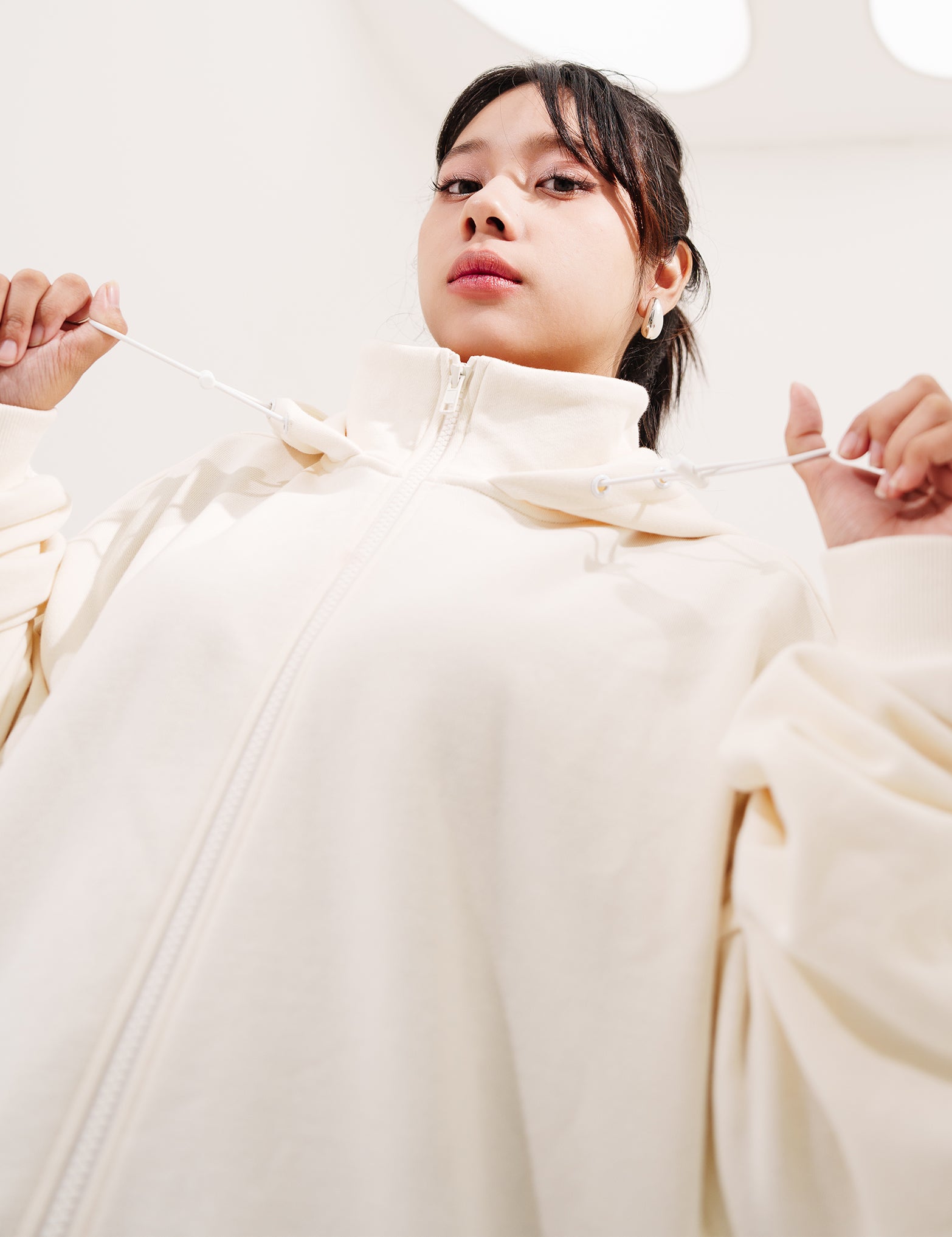 SKOOP® Basiks Oversized Zip Up Hoodie Bone White - SKOOP