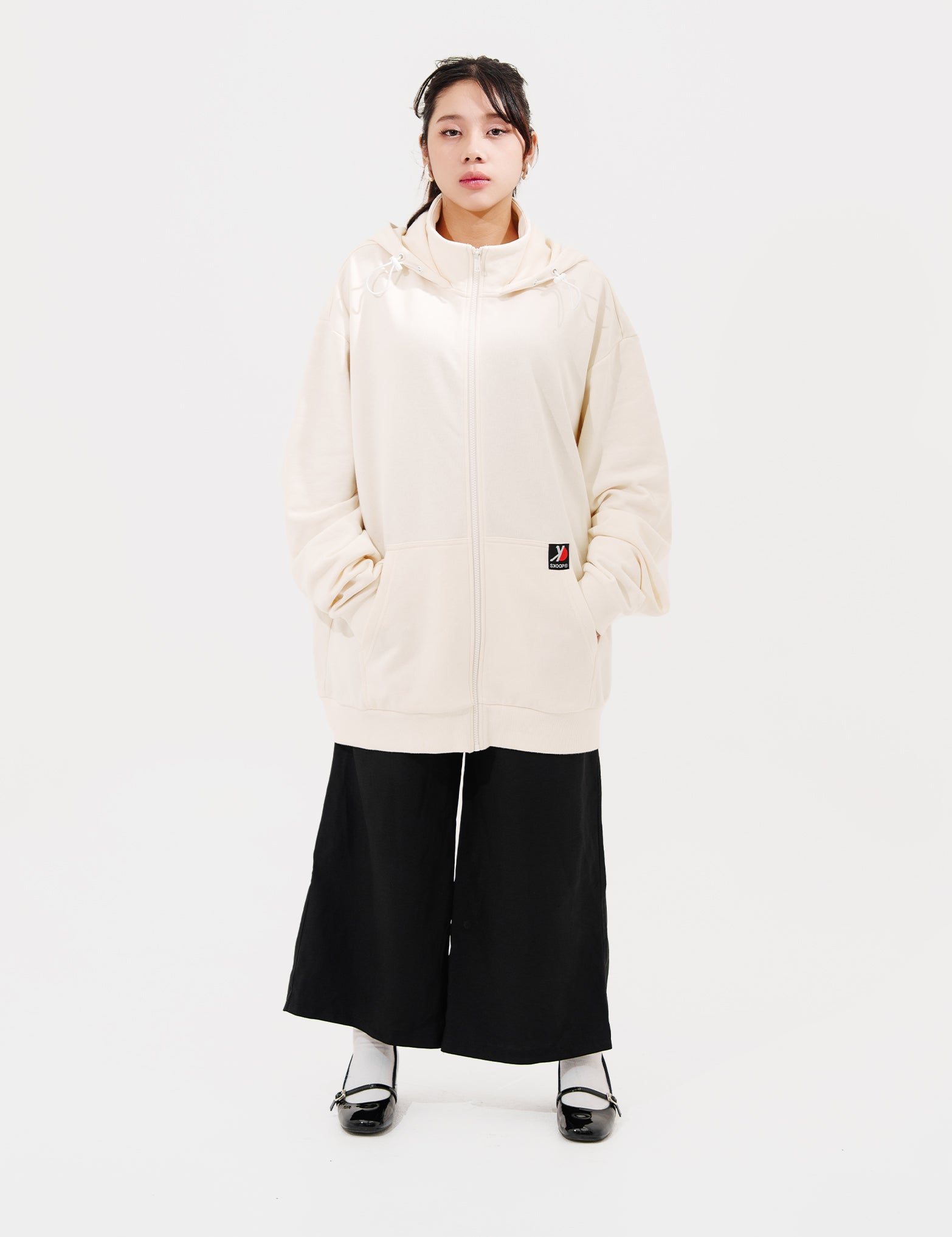 SKOOP® Basiks Oversized Zip Up Hoodie Bone White - SKOOP