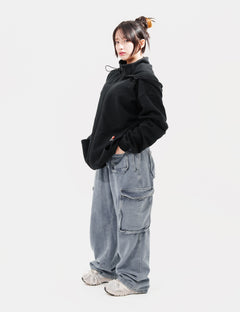 SKOOP® Basiks Oversized Zip Up Hoodie Onyx - SKOOP