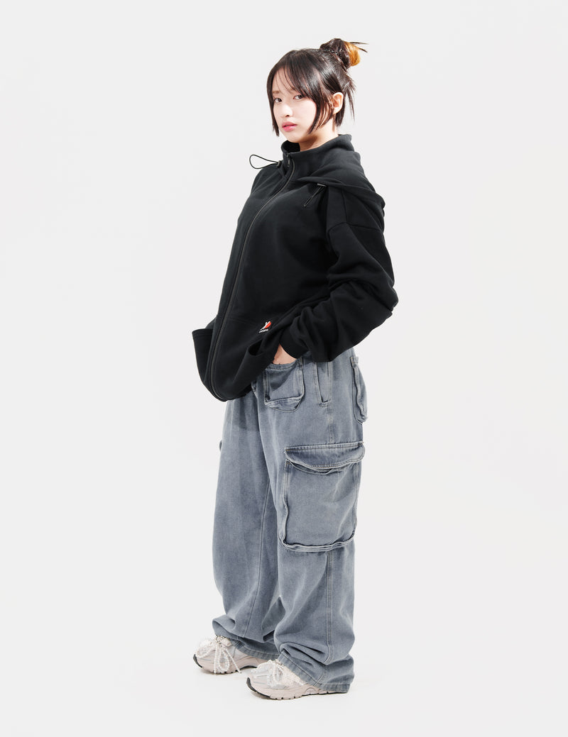 SKOOP® Basiks Oversized Zip Up Hoodie Onyx - SKOOP