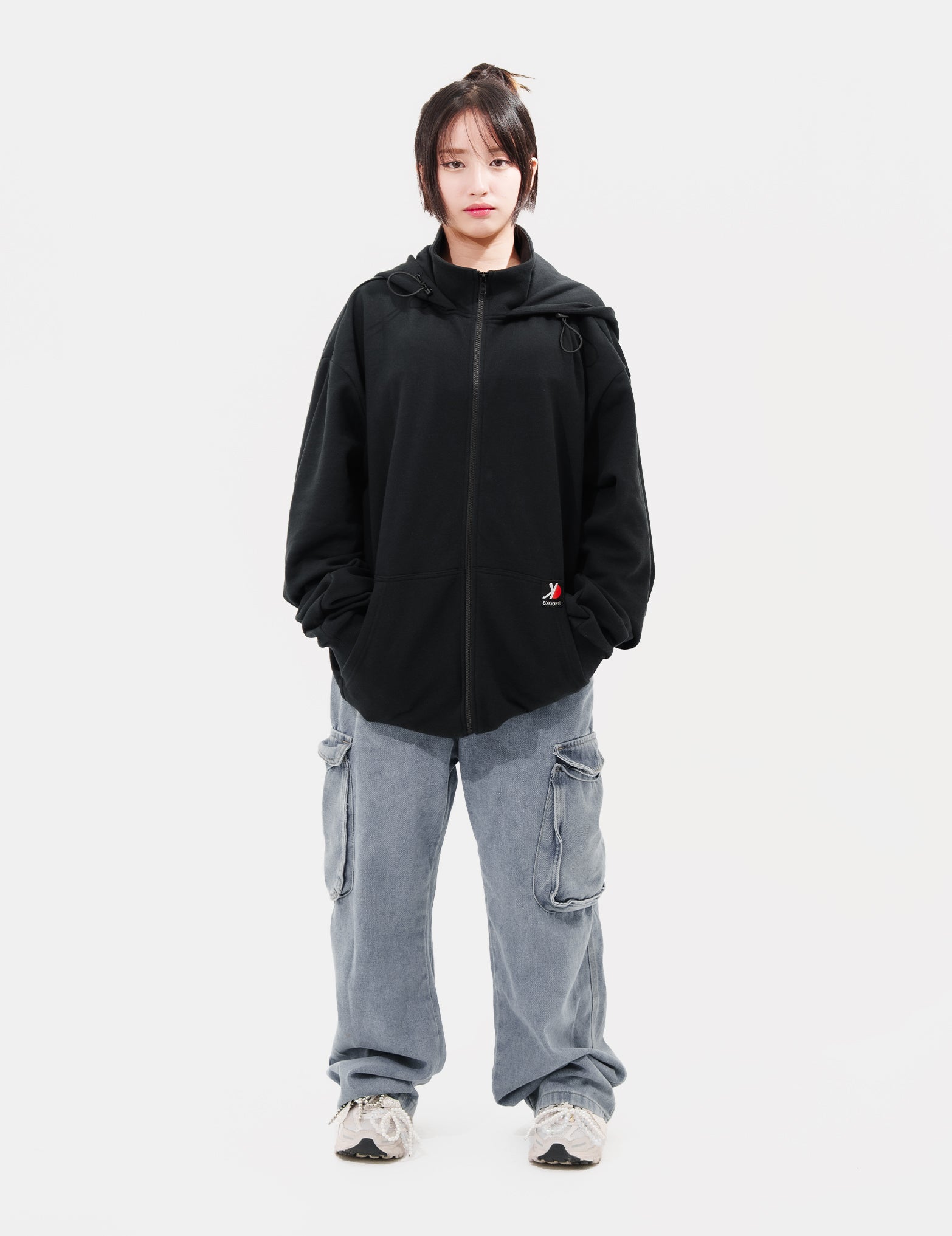 SKOOP® Basiks Oversized Zip Up Hoodie Onyx