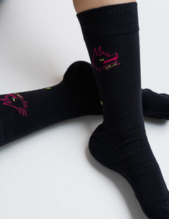JERZY2K Black Wolf Graphic Socks - SKOOP