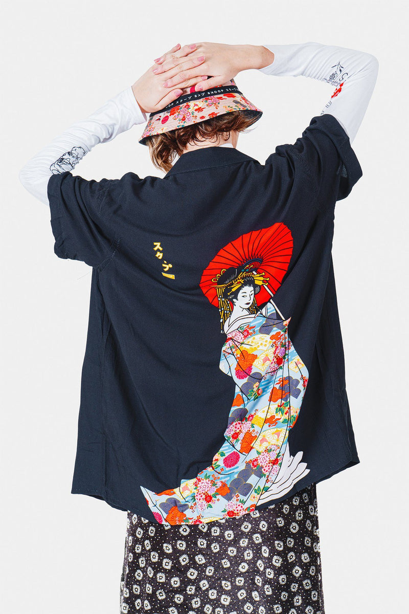 Black Geisha Oversized Polo - SKOOP