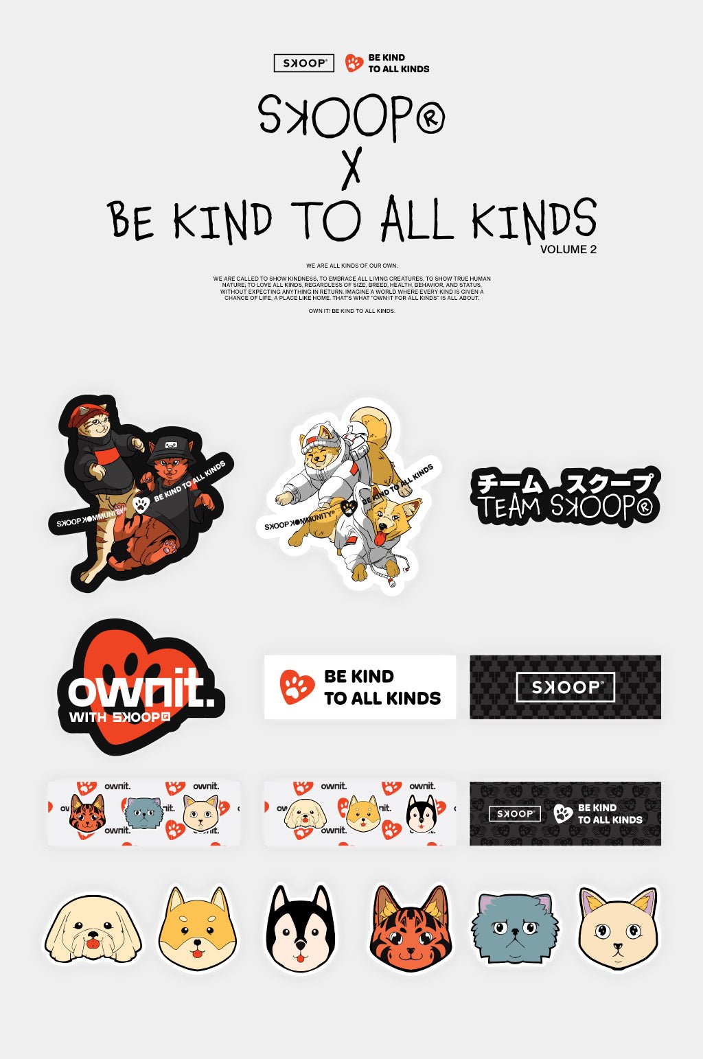 SKOOP® X BE KIND TO ALL KINDS V2 STICKER PACK - SKOOP