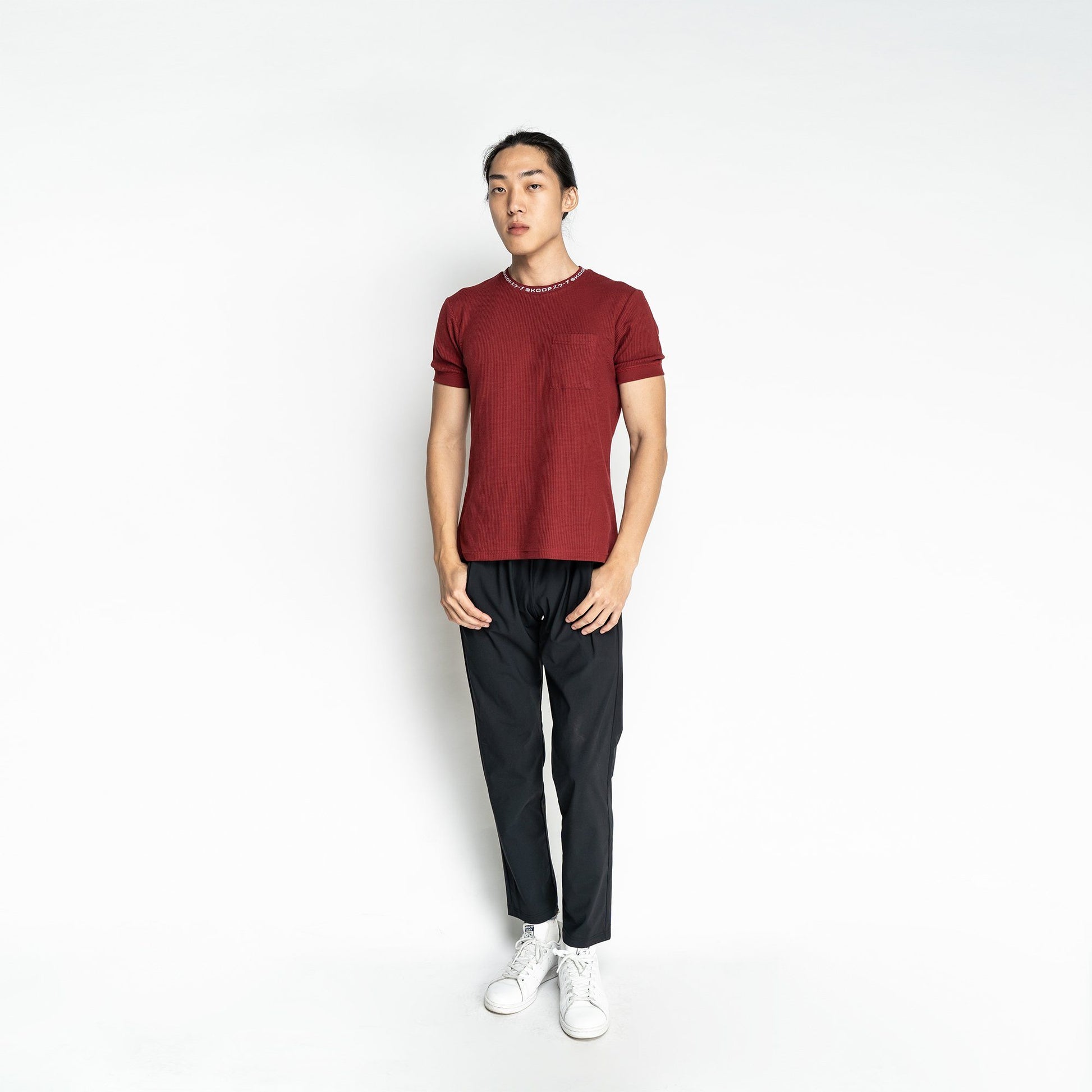 Signature Burgundy Waffle Pocket Tee - SKOOP