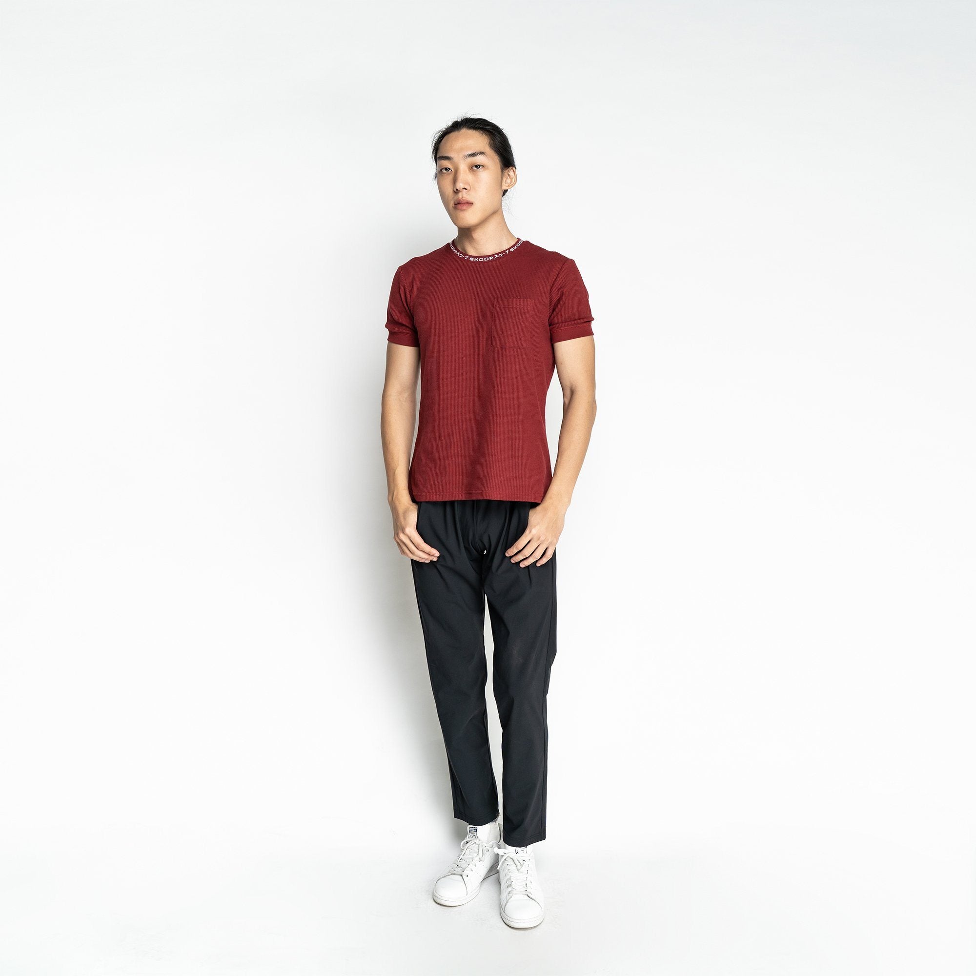 Signature Burgundy Waffle Pocket Tee - SKOOP