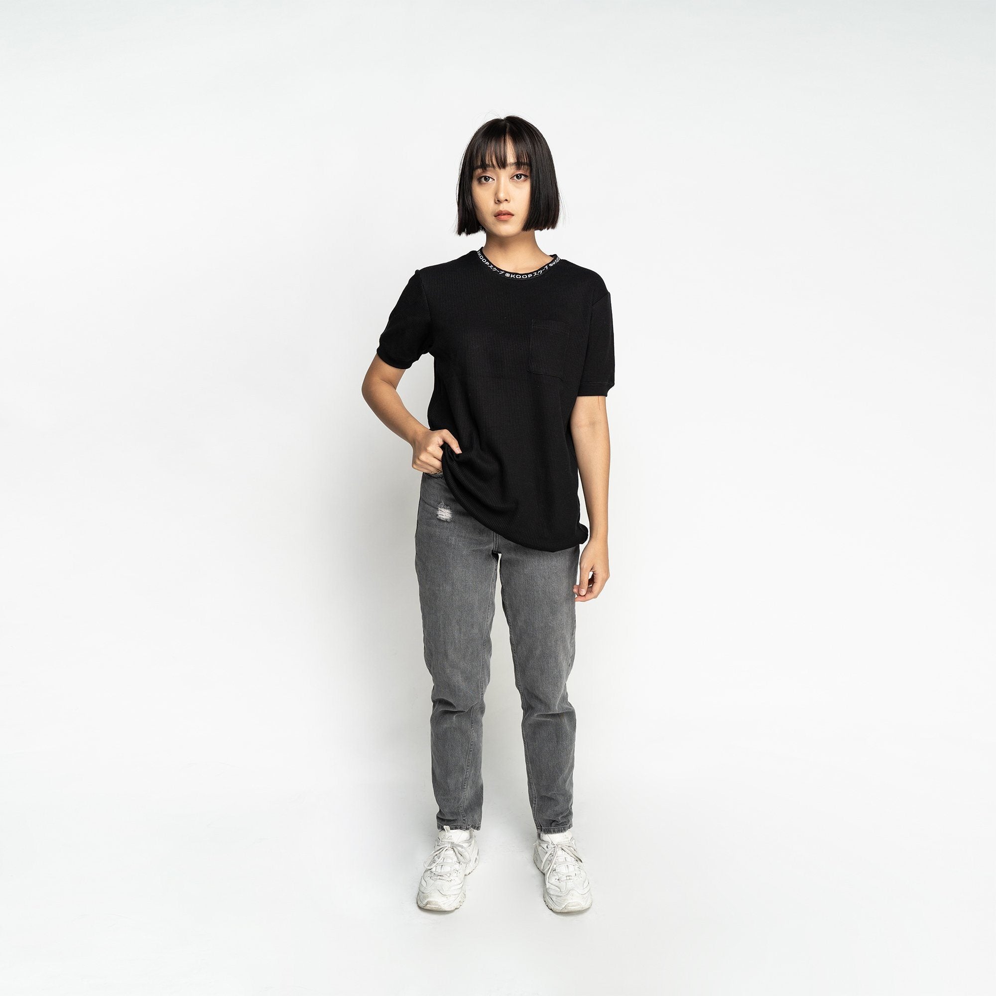 Signature Black Waffle Pocket Tee - SKOOP