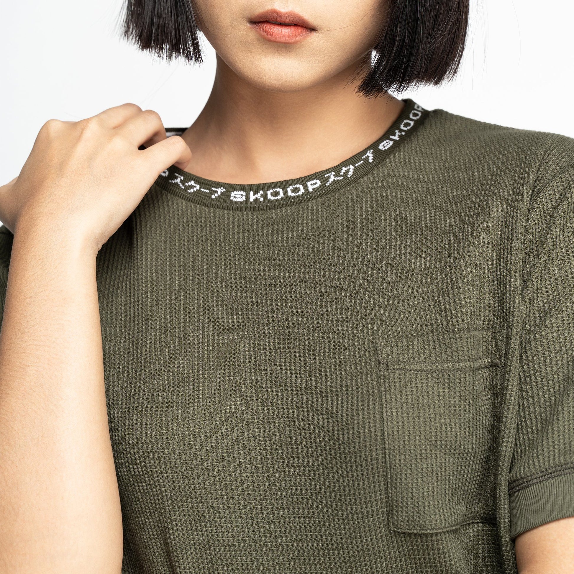 Signature Army Green Waffle Tee - SKOOP