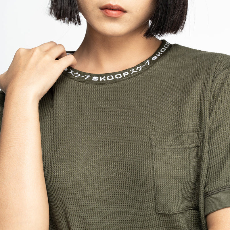 Signature Army Green Waffle Tee - SKOOP