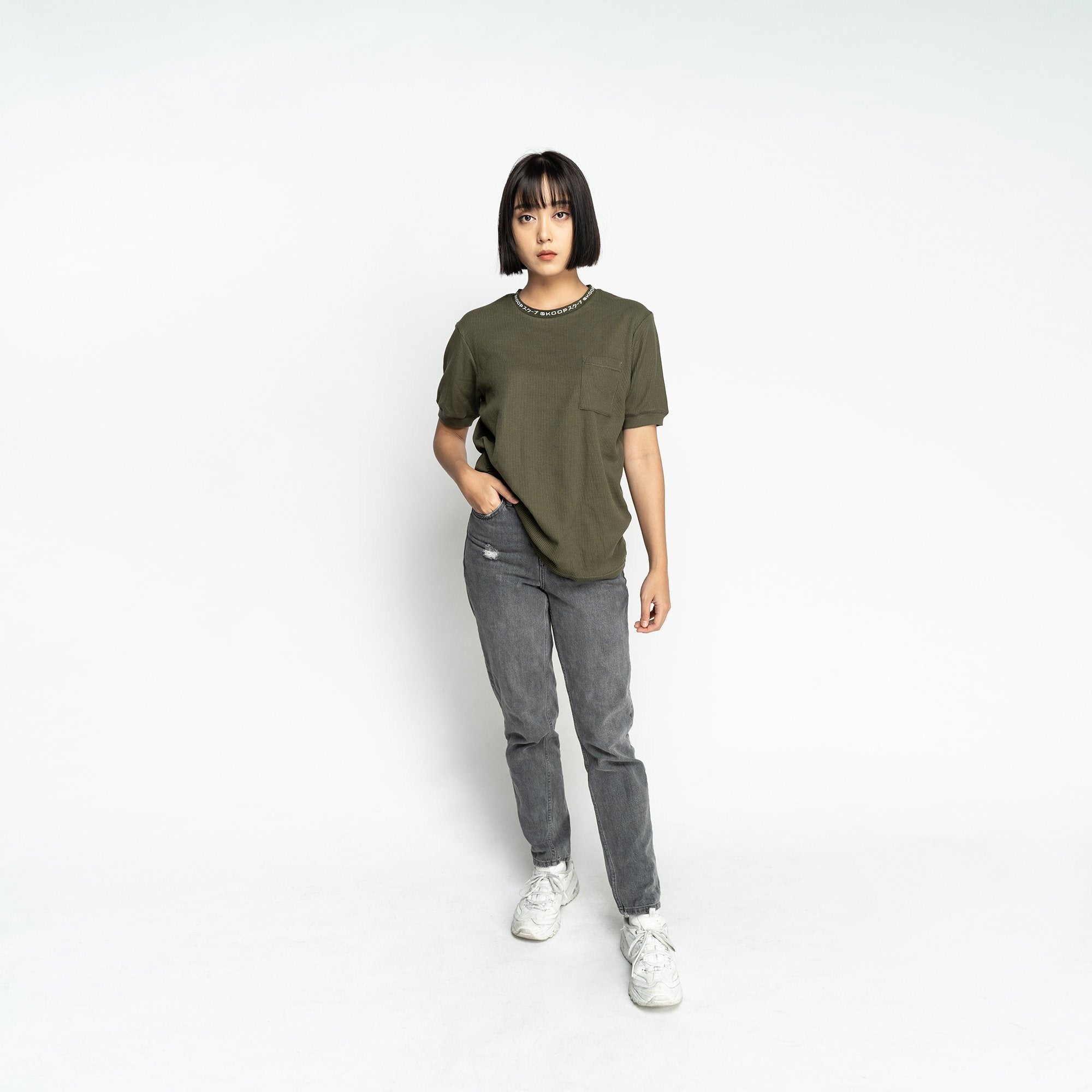 Signature Army Green Waffle Tee - SKOOP
