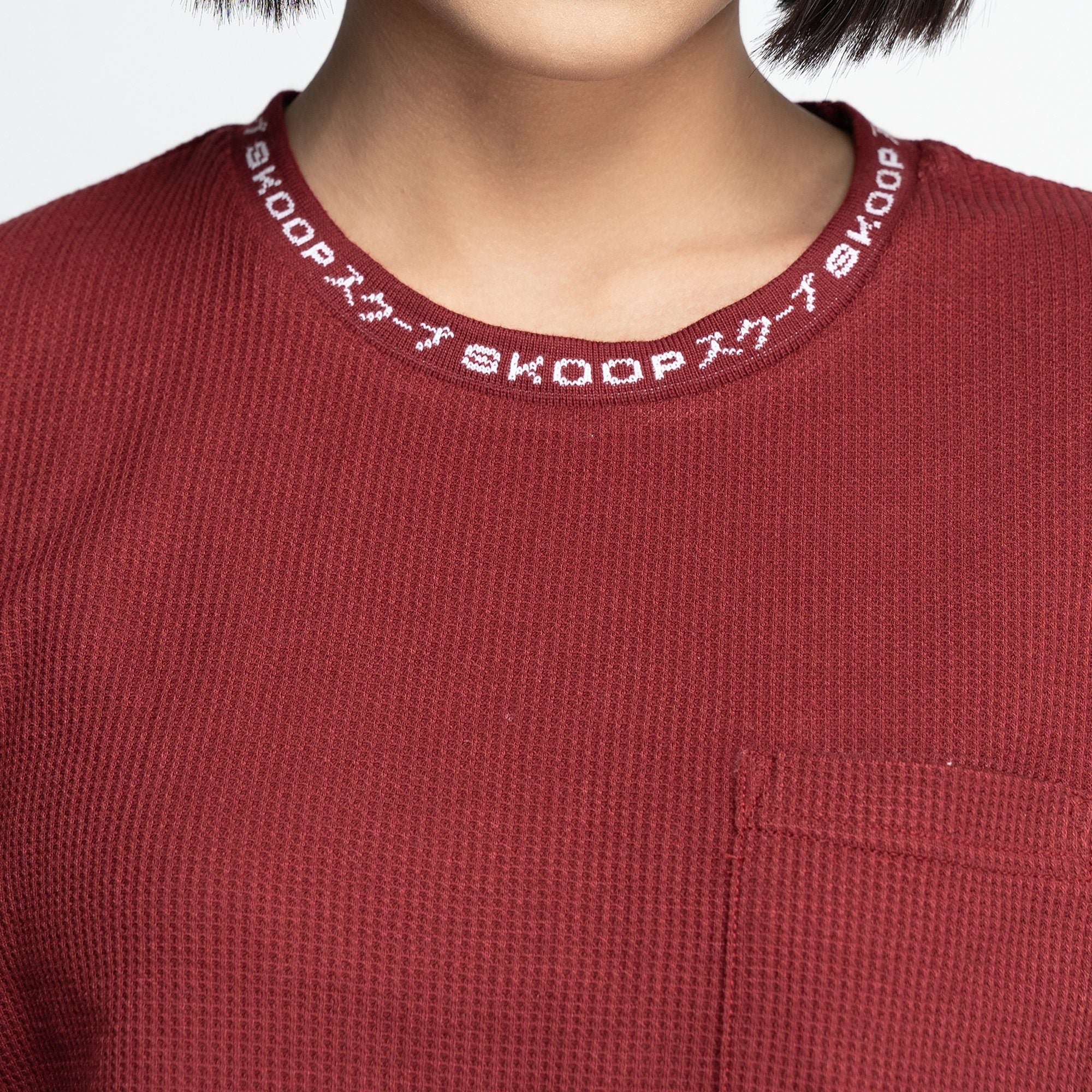 Signature Burgundy Waffle Pocket Tee - SKOOP