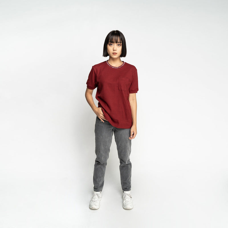 Signature Burgundy Waffle Pocket Tee - SKOOP